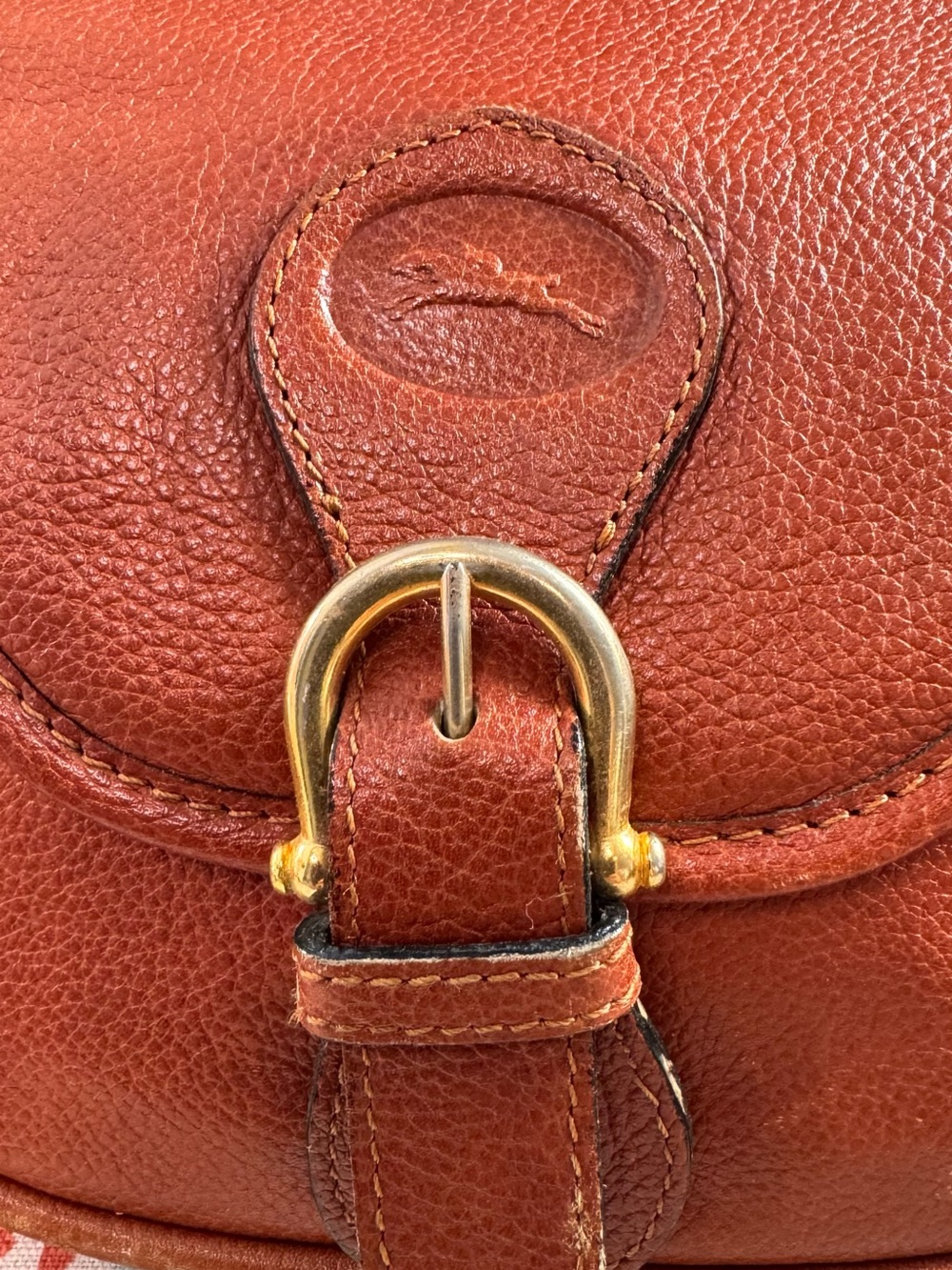 Vintage Longchamp Leather Crossbody Saddle Bag Brown Tan Cognac France EUC - Picture 2 of 12